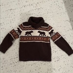 Kids Brown Bear Pattern Sweater Gymboree Size 7 100% cotton